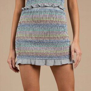 Storia Smocked Mini Skirt With Ruffle Trim Size Small